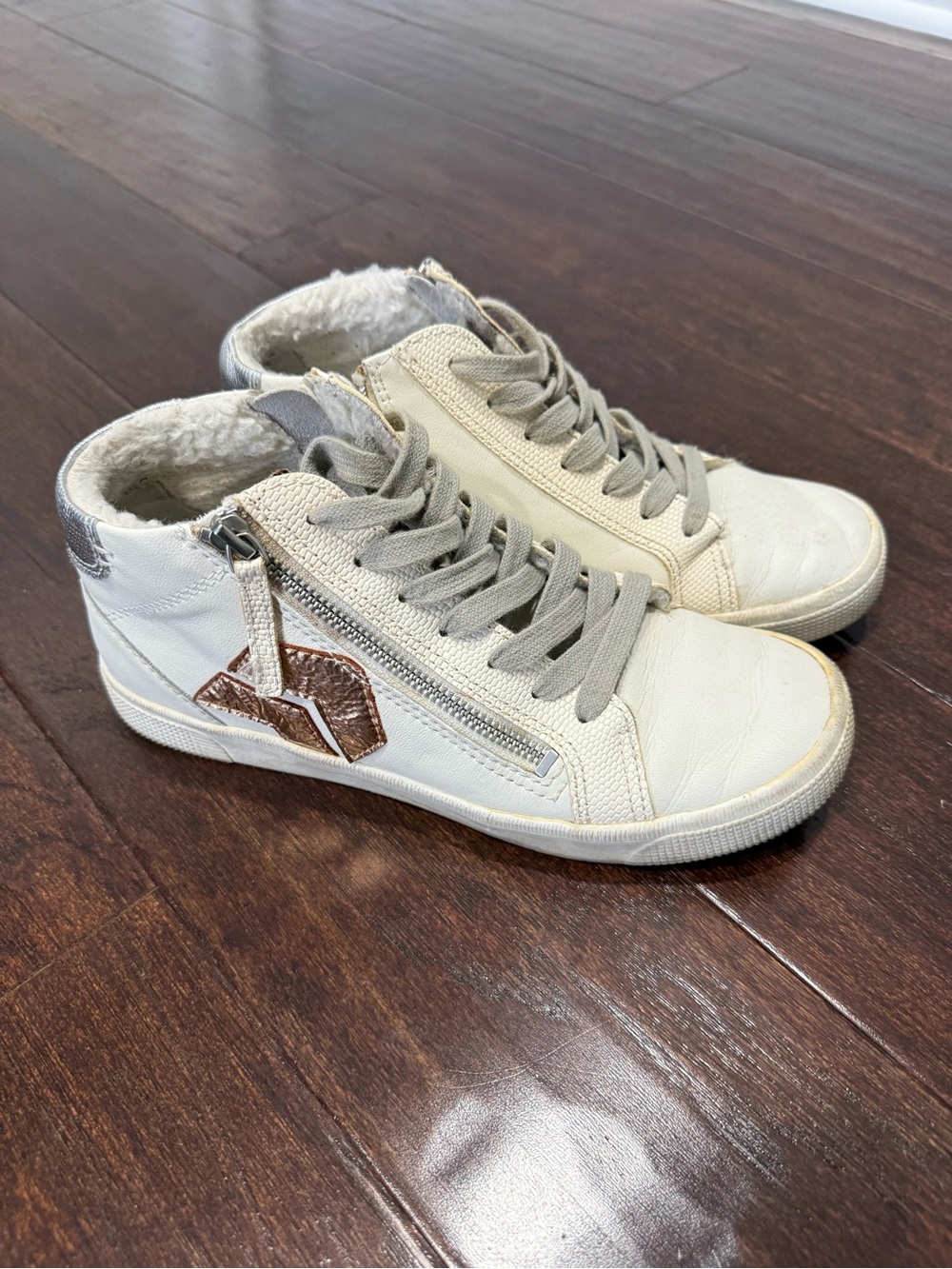 Dolce vita White High-Top Sneakers with Metallic Accent